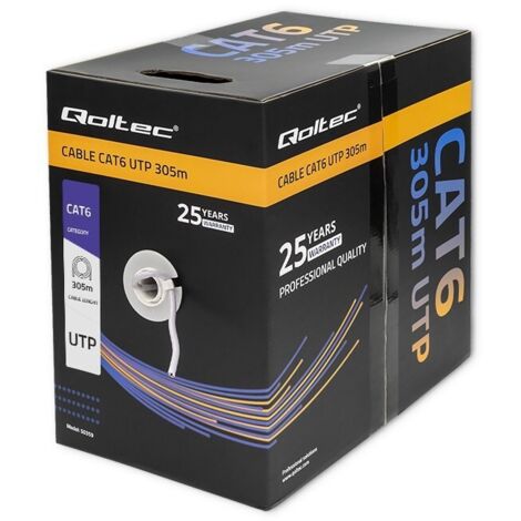 Câble réseau Qoltec 50359 UTP CAT6  305m  PVC gris