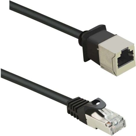 Câble réseau RJ45 CAT 5e F/UTP 1 m noir avec cliquet et contacts dorés – 1 pièce