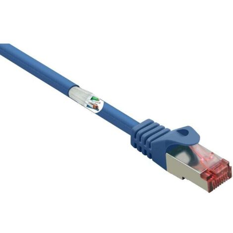 Câble réseau RJ45 Cat 6 S/FTP 2 m bleu avec contacts dorés et cliquet verrouillable – ignifuge, 1 unité