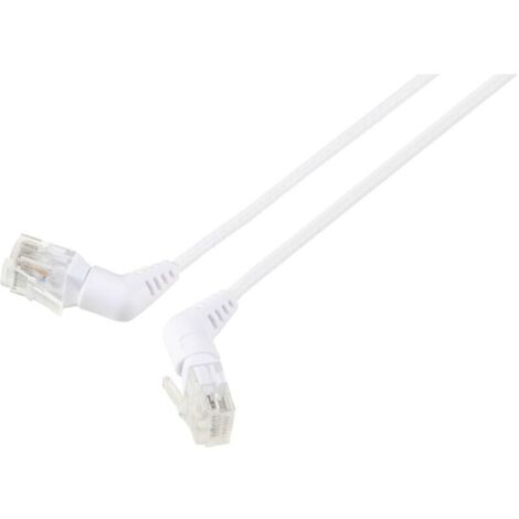 Câble réseau RJ45 CAT 6 U/UTP 2 m blanc avec connecteurs pivotants 360° et sortie coudée – RF-6071562