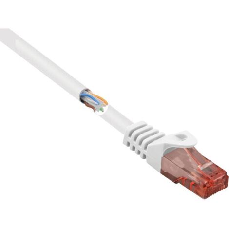 Câble réseau RJ45 Cat 6 U/UTP 3 m blanc sans halogène avec cliquet d’encastrement – 1 pièce