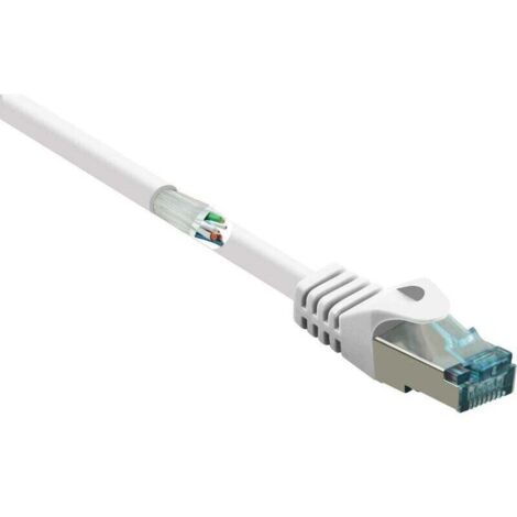Câble réseau RJ45 CAT 6a S/FTP 15 m blanc ignifuge avec cliquet – RF-5047448 S524512