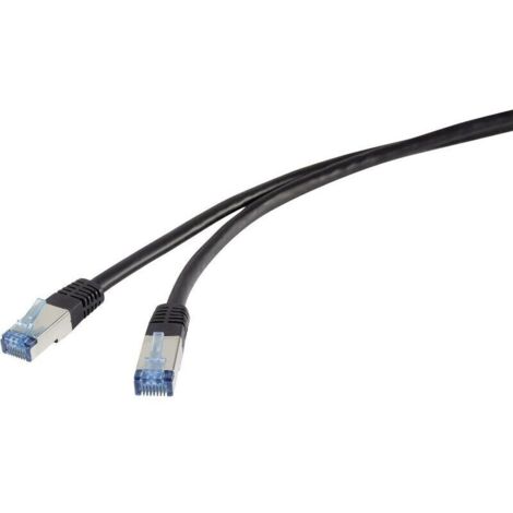 Câble réseau RJ45 Cat 6a S/FTP 5 m noir UV-résistant – 1 pièce, haute performance et blindage optimal