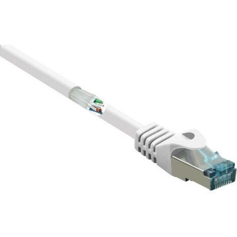 Câble réseau RJ45 CAT 6a S/FTP blanc 1 m, ignifuge avec cliquet d’encastrement – RF-5043914 S590342