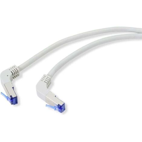 Câble réseau RJ45 CAT 6a S/FTP gris coudé 90°, 0,15 m, 1 pièce – W185212
