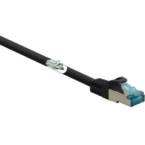 Câble réseau RJ45 CAT 6a S/FTP ignifuge noir 10 m – 1 pièce – Référence S524282