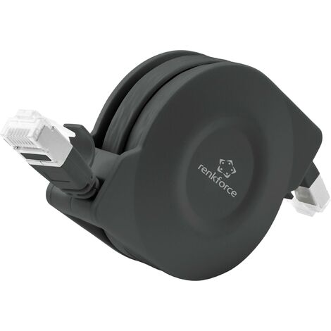 Câble réseau RJ45 CAT 6a U/FTP 1.50 m – RF4476386 – Vitesse jusqu'à 10 Gbits/s – Design plat avec enrouleur automatique – Renkforce