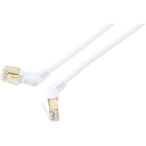 Câble réseau RJ45 CAT 8 S/FTP 2 m blanc avec connecteurs pivotants 360° et sortie coudée – RF-6071574