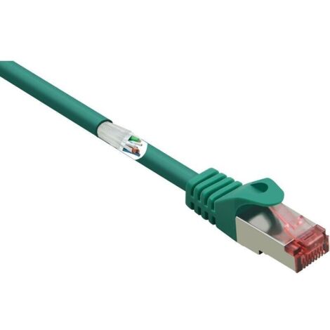Câble réseau RJ45 Cat.6 S/FTP vert 2 m – Connecteurs dorés, verrouillage cliquet, ignifuge – 1 pièce