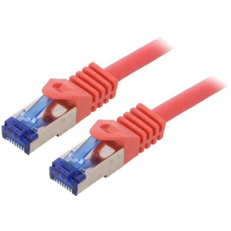 Cable reseau RJ45 male S-FTP Cat 6a rouge- 0.5m