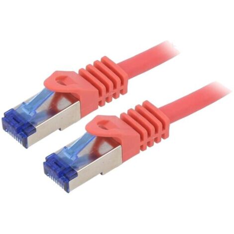 Cable reseau RJ45 male S-FTP Cat 6a rouge- 1.5m