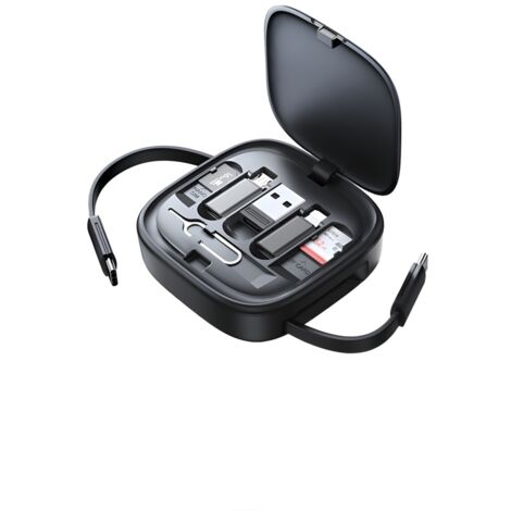 Câble rétractable 3-en-1 USAMS 60 W MicroUSB/USB-C/Lightning Acier