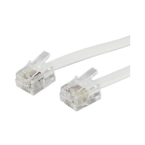 Cable RJ11 Plat Mâle / Mâle Blanc  2 mètres