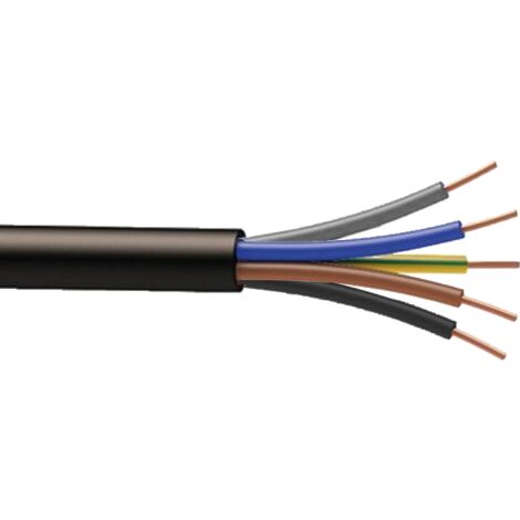 Câble RO2V 5G1.5 en couronne de 50 mètres - Noir / Marron / Gris / Bleu / Vert-Jaune