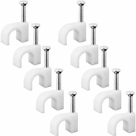 Câble Rond Clips, 100 Pièces Clips de Cable pour Organiseur Electrique Fil Câble Clips Blanc 9.5mm，Fontainebleau