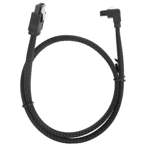 Câble SATA 7 Broches Coude pour Disque Dur, Adaptateur SATA 3.0 avec Gaine Tressée Colorée, Style Réseau, Noir (Coude)