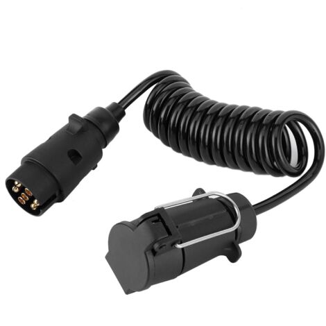 Câble Seringue Caravane 7 Pins, Adaptateur de Prise Étanche pour Connexion Remorque et Alimentation, Câble Extensible 2 mètres en Plastique et Cuivre pour Véhicules Commer