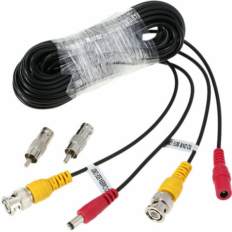 Câble siamois d'alimentation vidéo BNC de 32 pieds (10 m) pour kit DVR de caméra de surveillance