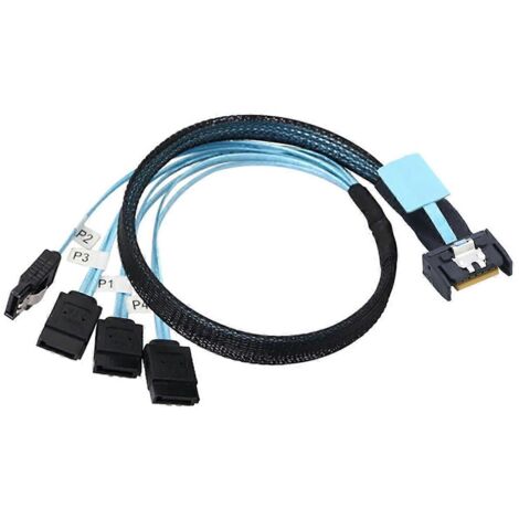 Câble SlimSAS 8654 MCIO 4I 38 broches vers 4x SATA PCIE5.0 serveur PCI-E 1M
