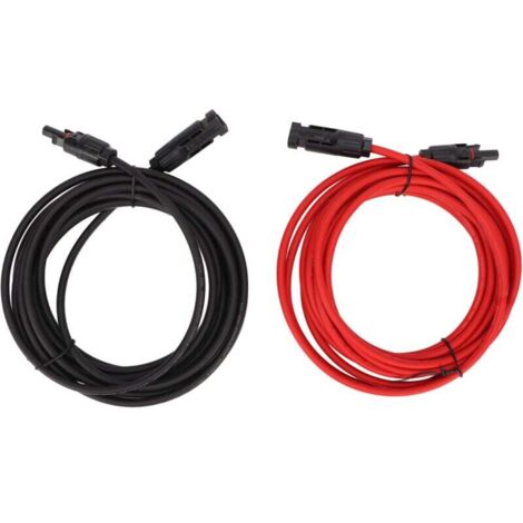 Câble Solaire 12AWG avec Connecteur Extension pour Système Photovoltaïque Noir 2m Rouge 2m