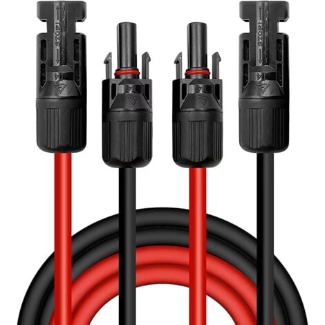 Cable solar 4 mm²/6 mm², cable alargador solar 1/2/3/5/10 m, cable alargador solar (rojo/negro) (4 mm²2 m)
