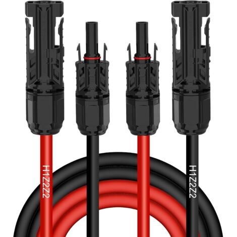 Cable solar de 4 mm²/6 mm², extensión de cable solar de 1/2/3/5/10 m (5 m, AWG12/4 mm)