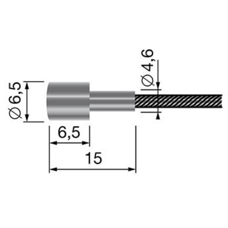 Câble souple 19 fils à embout cylindrique étagé. L totale:2500mm - Ø: ext: 2,5mm.
