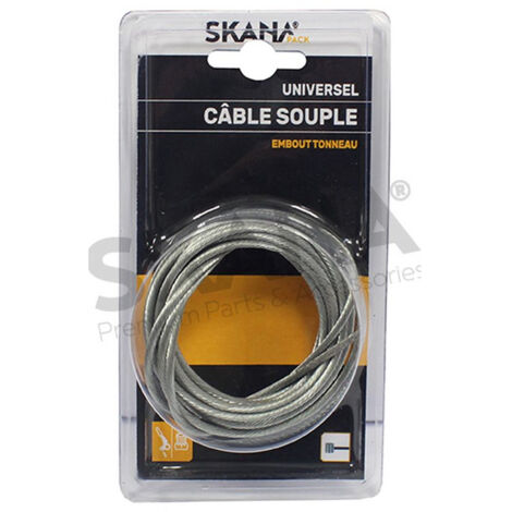 Câble Souple ø : 2,5 Mm Avec Embout Tonneau 7,8 X 8,1 Mm. Longueur : 2,5 M.