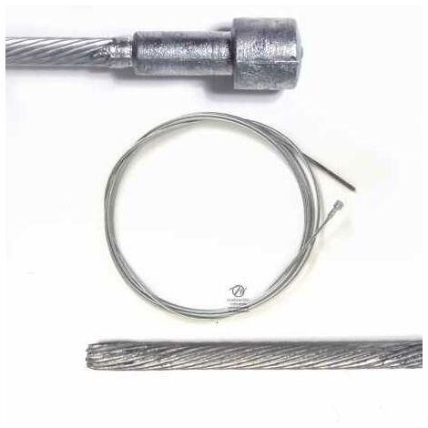 Câble souple, corde à piano. Diamètre 2,5 mm. Longueur 2,5 m. Tête 6,5 x 6,5 mm