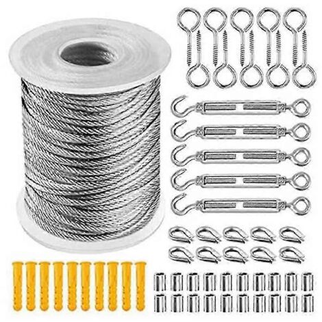 Câble souple en acier recouvert de PVC de 30 m, transparent, en acier inoxydable, diamètre 2 mm, kit pour corde à linge (voir photo)