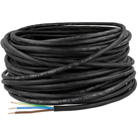 Câble souple H07RN-F 3G x 1,5 mm² 50m noir