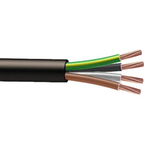 Cable souple H07RNF 4G2.5mm² à la coupe (minimum 10m) - Noir / Marron / Gris / Vert-Jaune