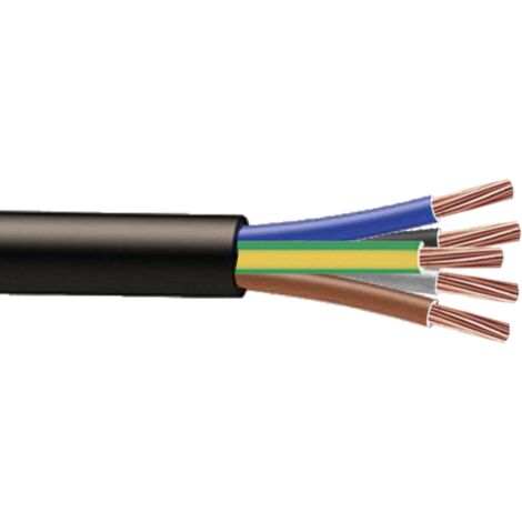 Cable souple H07RNF 5G1.5mm² à la coupe (minimum 10m) - Noir / Marron / Gris / Bleu / Vert-Jaune