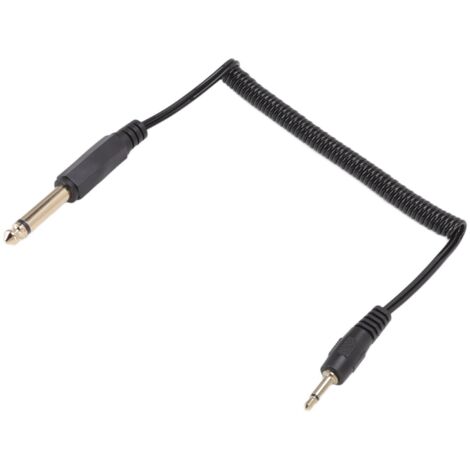 Câble spiralé plaqué or rétractable 6,35 mm vers 3,5 mm, adaptateur audio portable Plug and Play pour PC, ordinateur portable et lecteur MP3 (prise mono mâle vers prise mono mâle 3,5 mm).