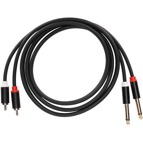 Câble Stéréo 2 RCA vers 2 Jack 6.35mm TS - 1.5m - Câble de Connexion Audio