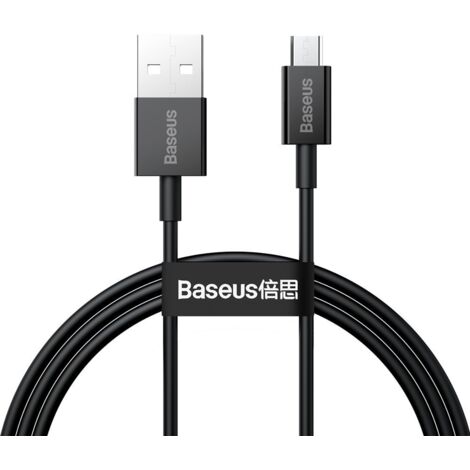 Cable superior USB microUSB para carga rápida 2A 1m negro