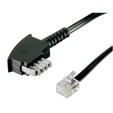 Câble TAE-N (Brochage Universel) 4 Broches, conducteur en aluminium plaqué cuivre (CCA), Fiche TAE-N  Prise RJ11/RJ14 (6P4C). Longueur de câble 6 m