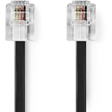 Câble Télécom RJ11 Mâle RJ11 Mâle 5,00 m Type de câble : plat Plaqué Or Type de câble : RJ11 Noir Étiquette