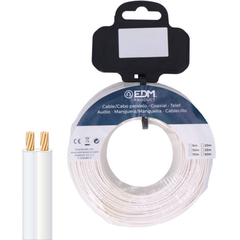 Câble Téléphone Parallel Blanc 10m Câble Téléphonique 2 Voies, 10 Mètres - Edm