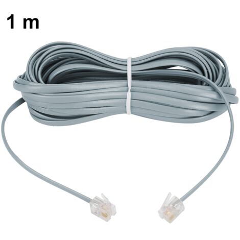 Cable Telephone RJ11 - 2x Connecteur Male - Avec Coupleur En Ligne - Pour Téléphone Fixe Fax Modem - 28 AWG Cuivre Pur - 1 Pièce