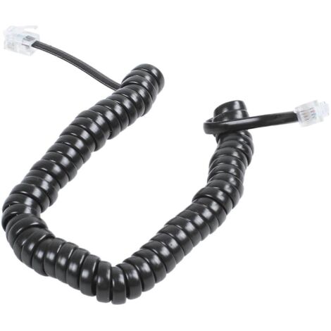 Câble téléphonique RJ9 noir 9,3" pour modem avec fil en spirale