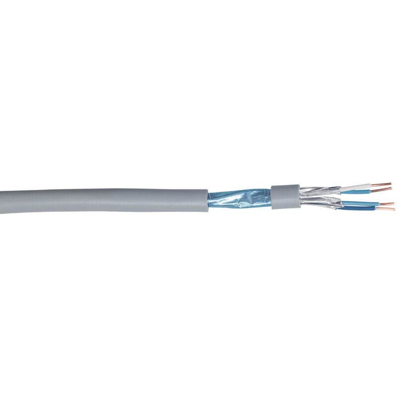 Câble téléphonique CAE Groupe 4 conducteurs, 20 AWG 2 paires, L 100m, Blindé Ruban aluminium Gris, Gaine PVC ( Prix pour Bobine de 100 Mètres )