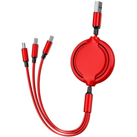 Câble téléreport Ligne de données d'extension multifonctionnelle portable Ligne de charge rapide pour téléphone trois-en-un en silicone liquide - rouge