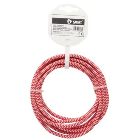 Cable textil 10M (2x0.75mm) Blanco/Rojo