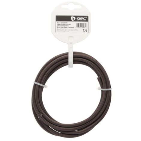 Cable textil 10M (2x0.75mm) Gris