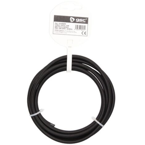 Cable textil 10M (2x0.75mm) Negro