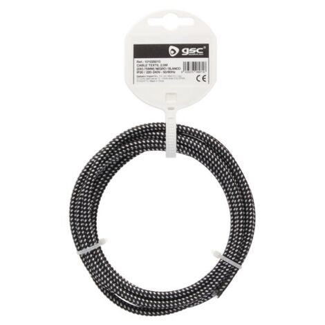 Cable textil 10M (2x0.75mm) Negro/Blanco