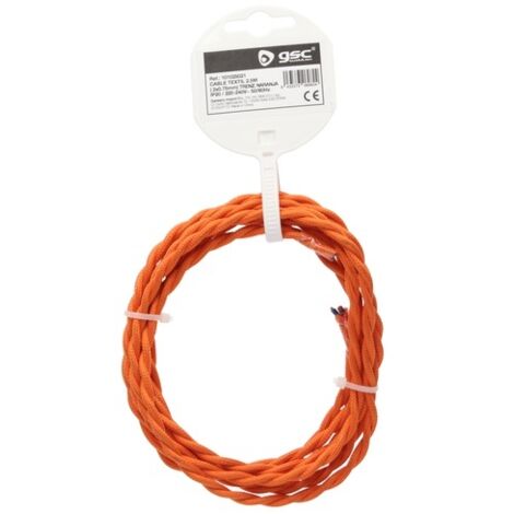 Cable textil 10M (2x0.75mm) trenzado Naranja