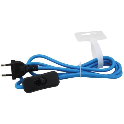 Cable textil 1.5M (2x0.75mm) clavija + interruptor Azul GSC 001102963