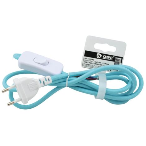 Cable textil 1.5M (2x0.75mm) clavija + interruptor Turquesa GSC 001102962
